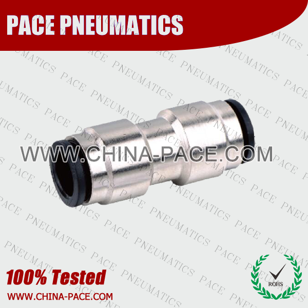 Union Brass Body Push In Fittings With Plastic Sleeve, Nickel Plated Brass Push in Fittings